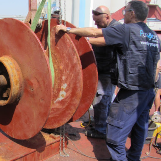PartYard team servicing deck machinery