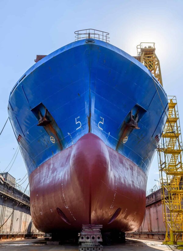 Cargo,Vessel,In,Dry,Dock,On,Ship,Repairing,Yard.,Bulbous Cargo,Vessel,In,Dry,Dock,On,Ship,Repairing,Yard.,Bulbous