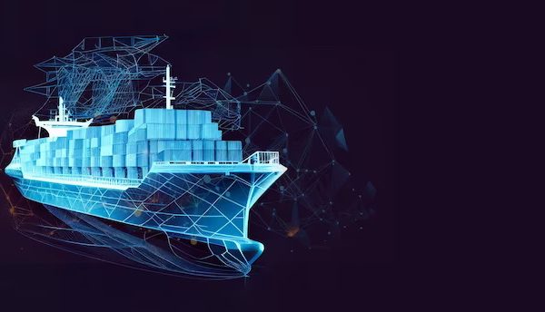 worldwide cargo ship polygonal wireframe mesh art looks like constellation dark blue night sky with dots stars transportation logistic shipping concept illustration background generativ 493343 32437